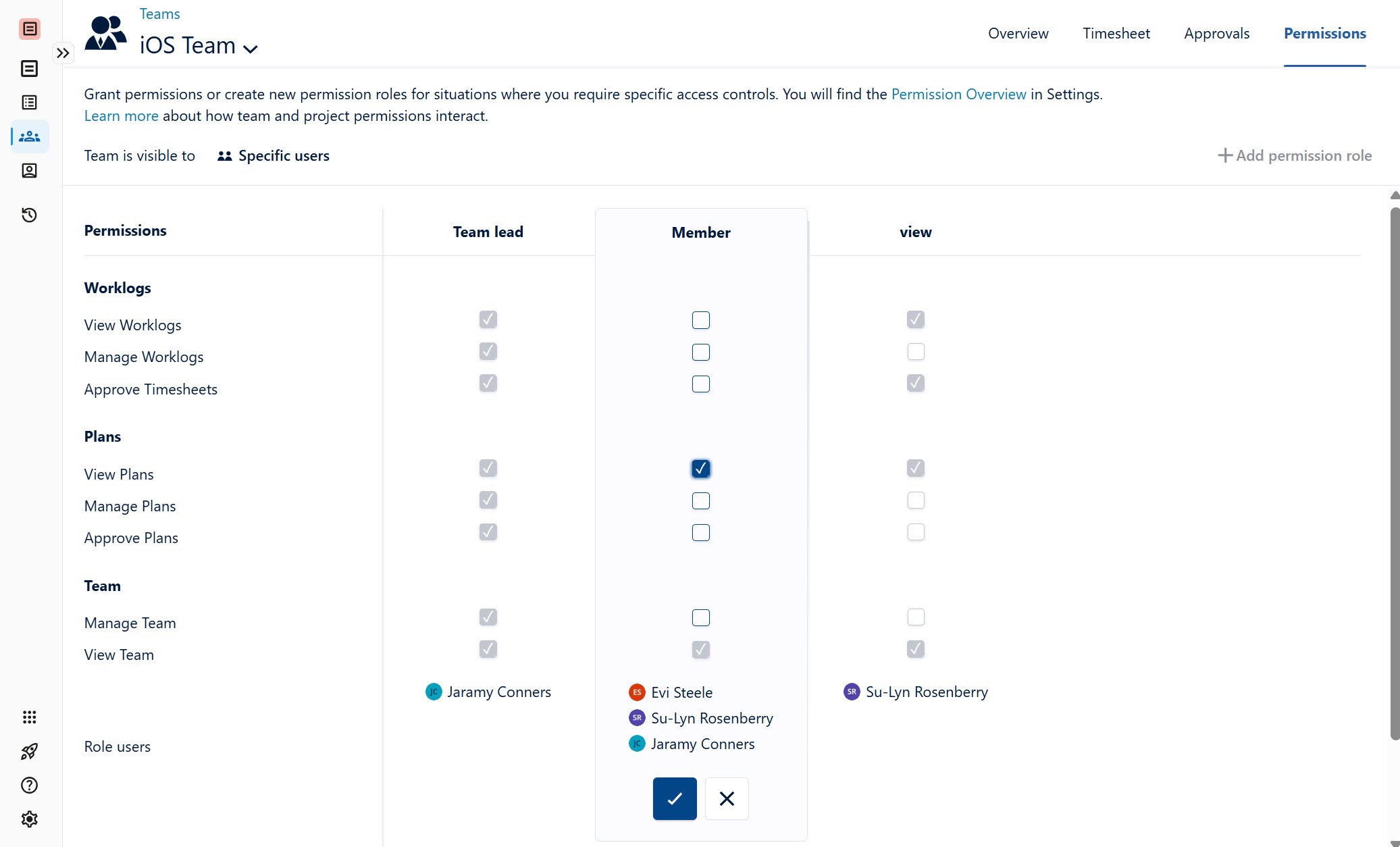 Assigning View Plans permission to members of a team