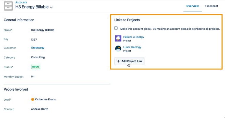 Add project link button