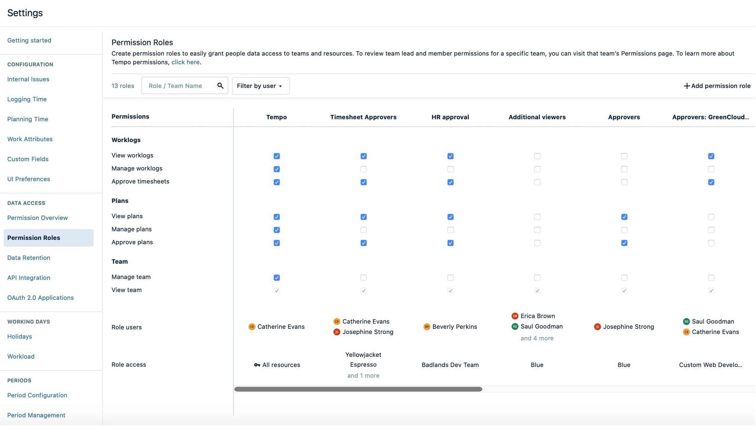 Multi-team permission role settings