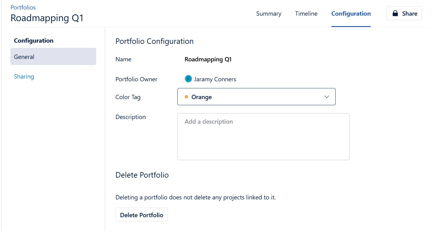 Portfolio general configuration