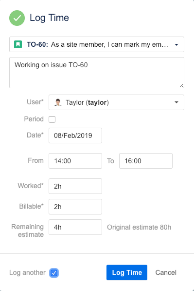 Logging Time in a Timesheet