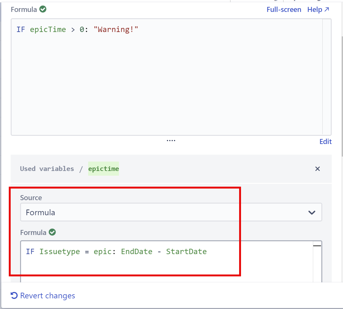 Using a formula as a variable