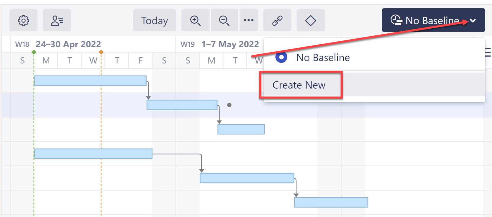 Add a baseline to the Gantt chart