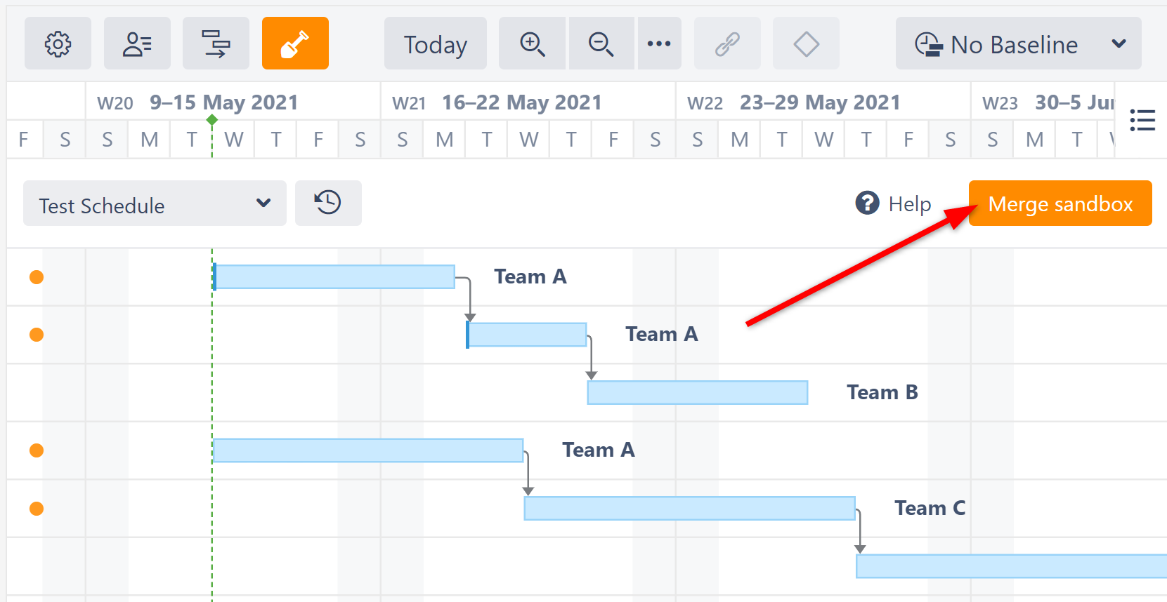 Merge sandbox with live Gantt chart