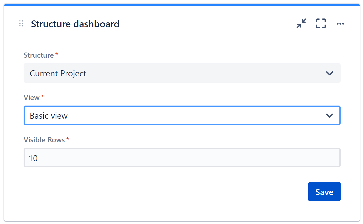 Configuring the dashboard gadget