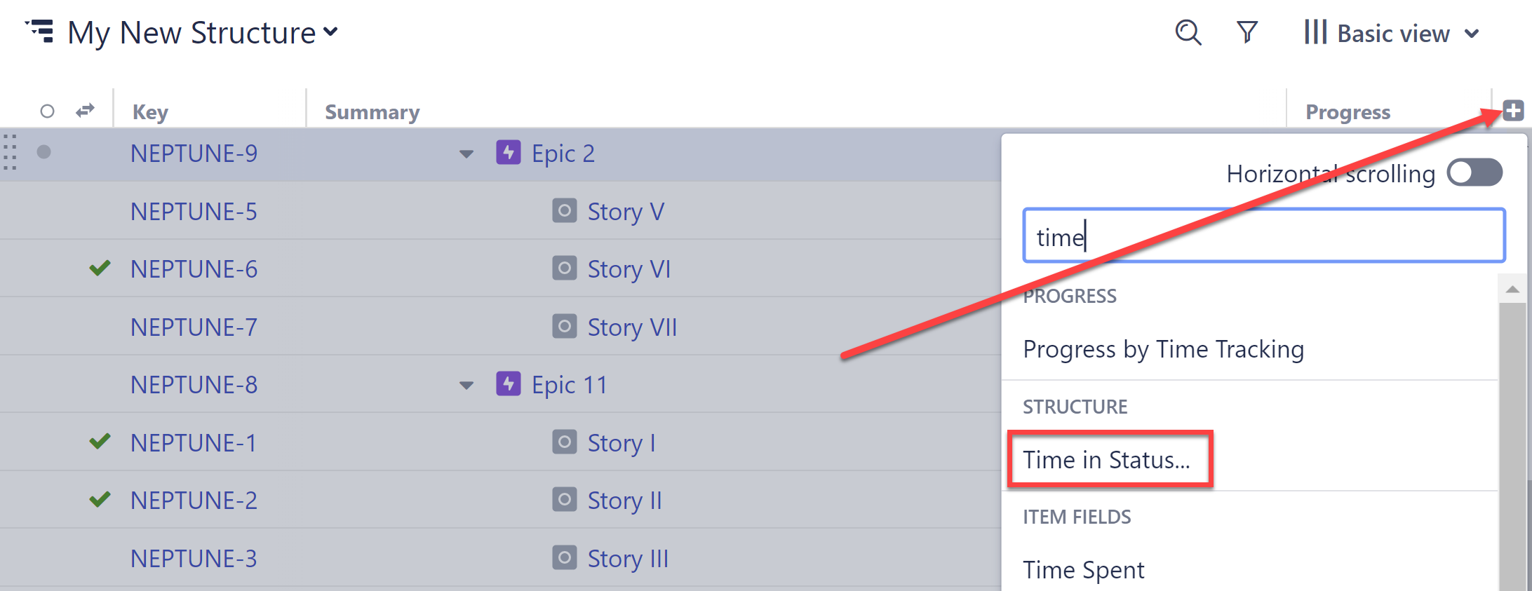 Add Time in Status column