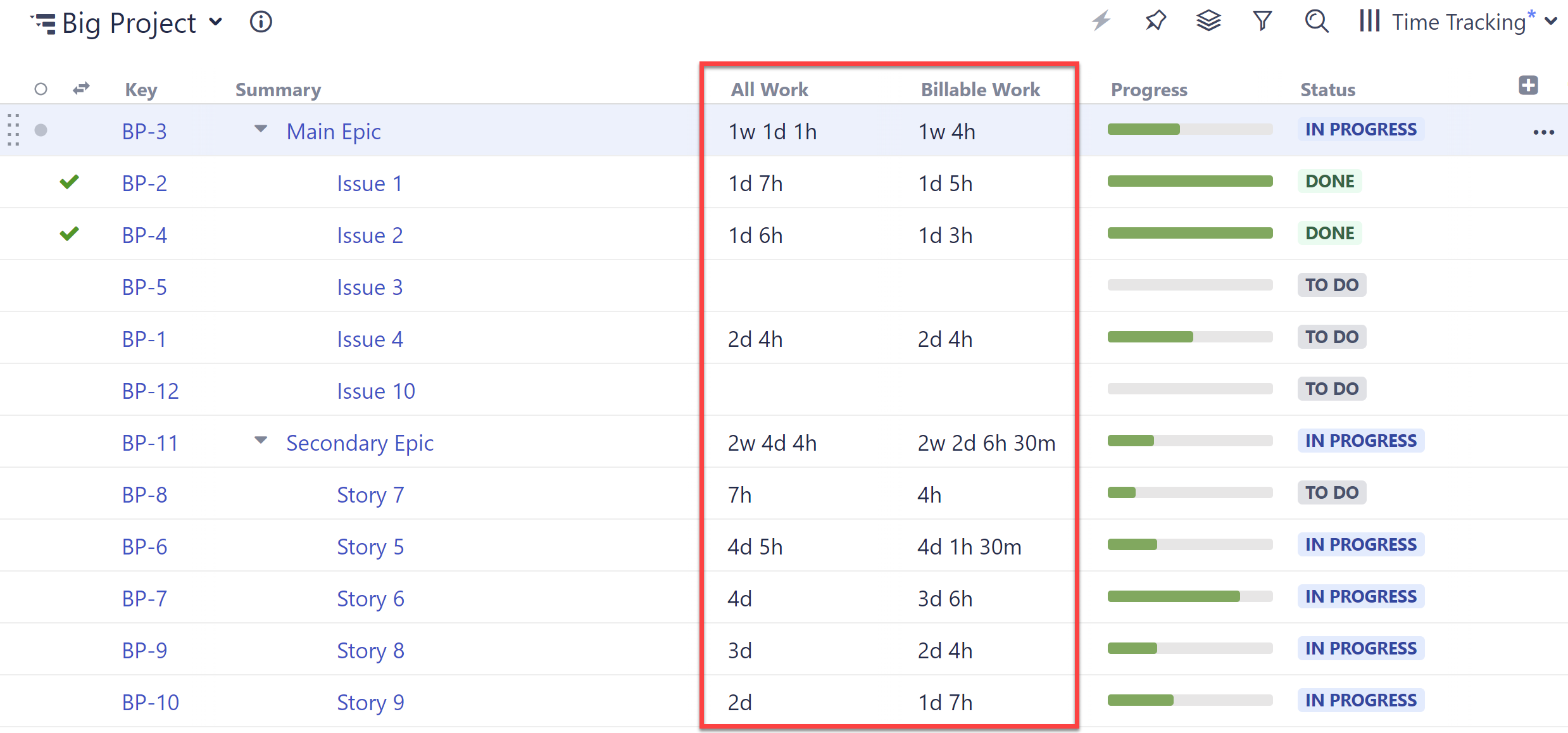 Work Logged column in a structure