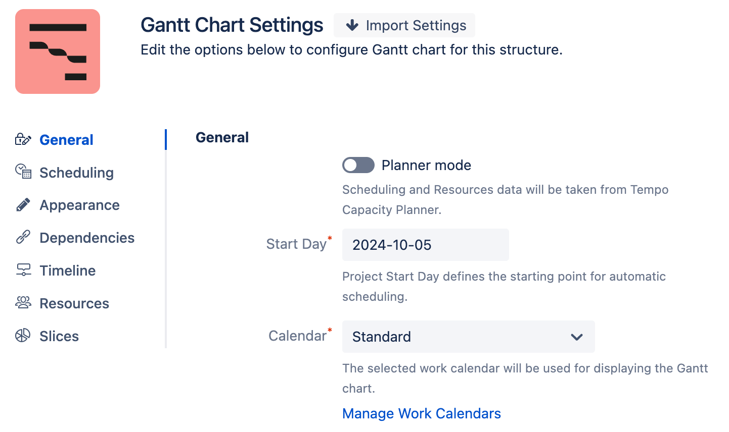 General Configuration screen