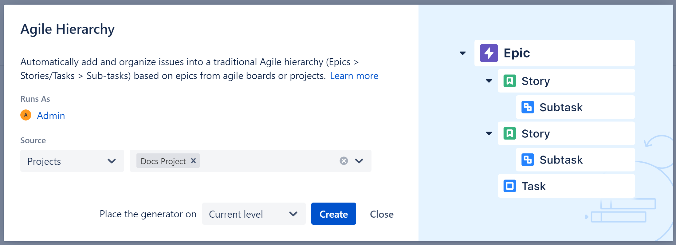 Configuring the Agile Hierarchy preset