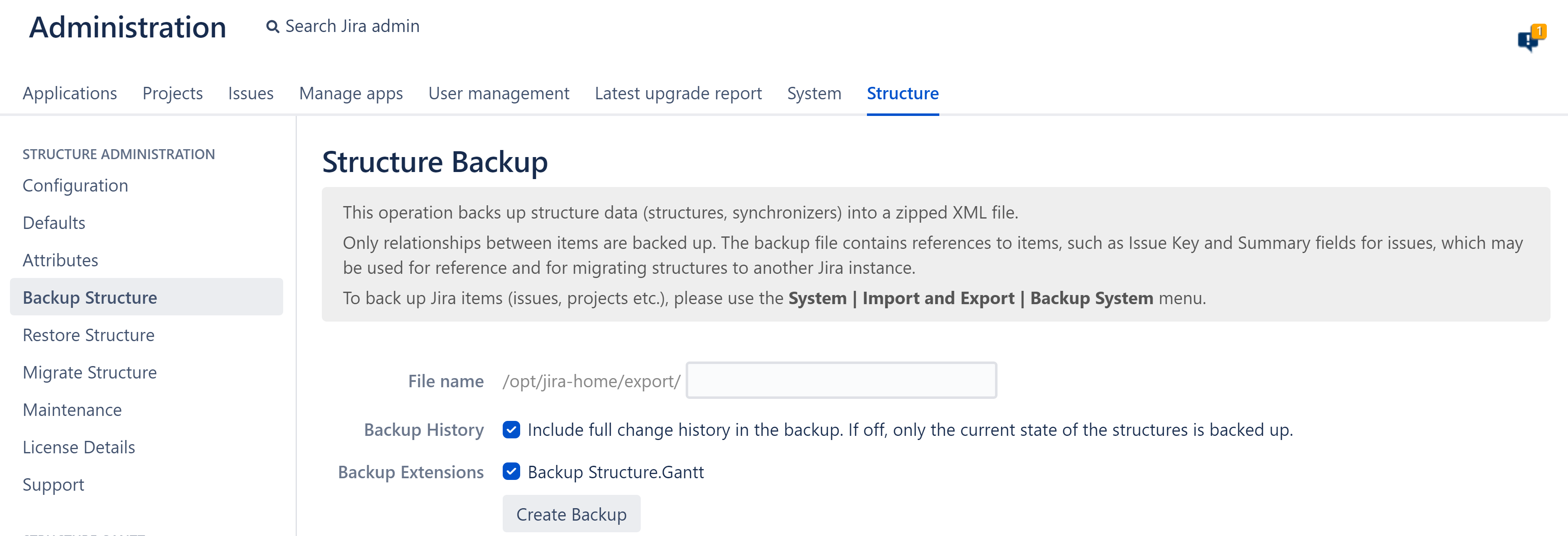 Backup and restore Gantt charts