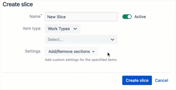 Assigning work types to a slice