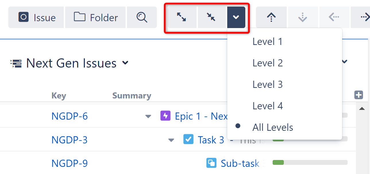 Expand or collapse the structure hierarchy