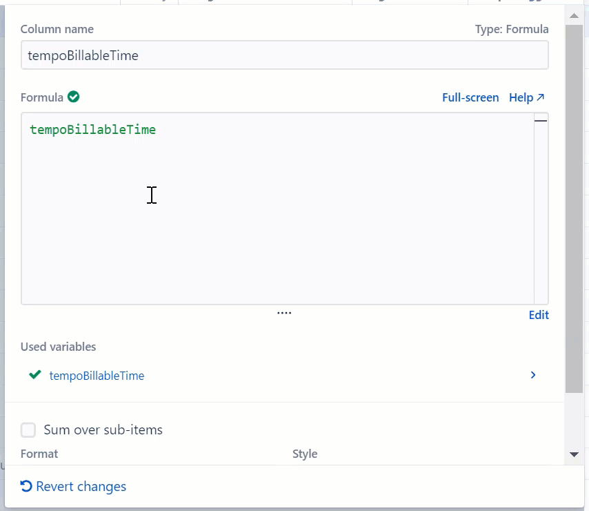 Customizing billable time in a formula