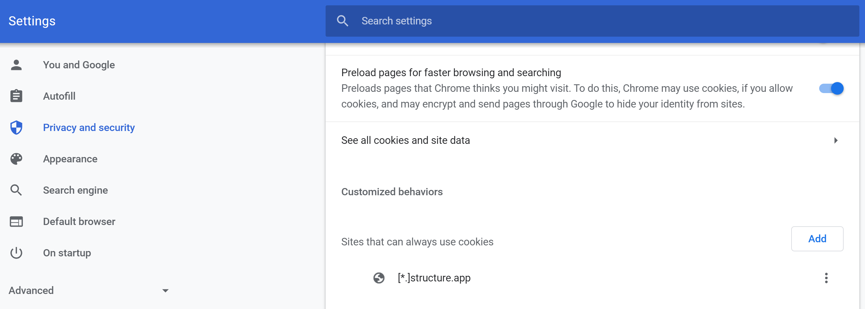 chrome cookie permissions