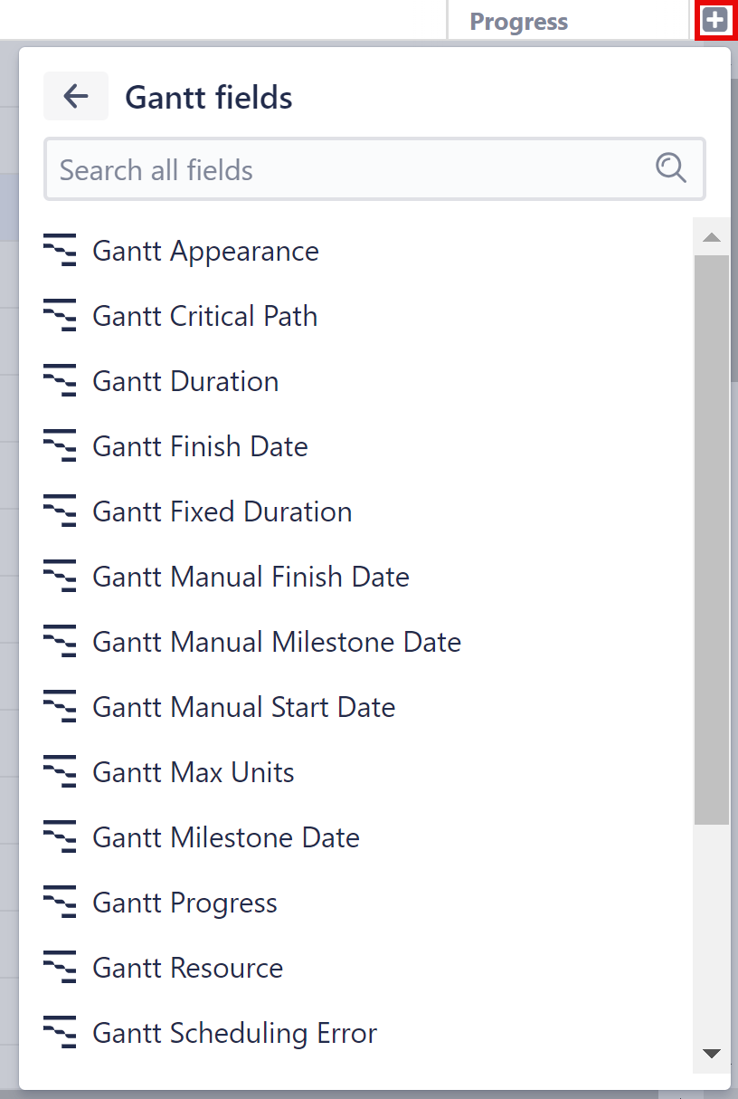 Adding a Gantt field column to a structure