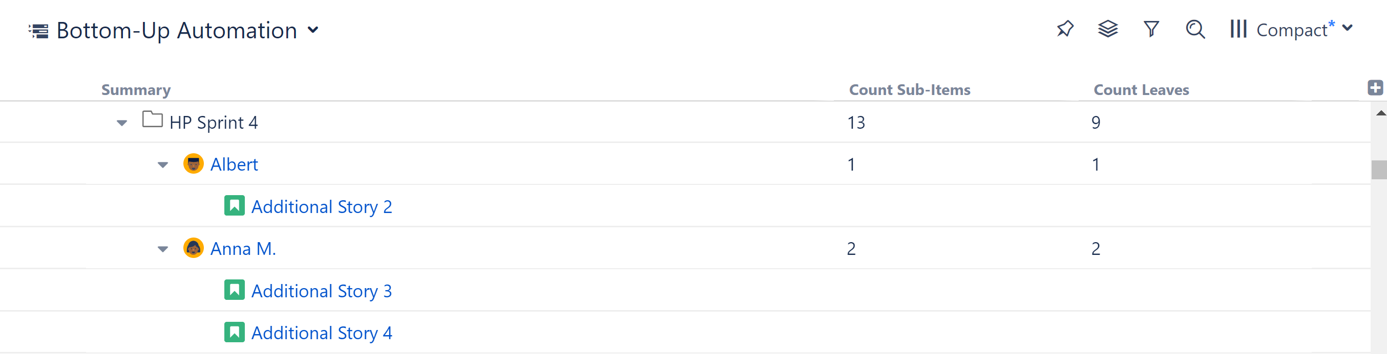 Structure with Count Leaves column