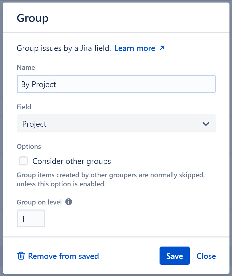 Quick Group advanced settings