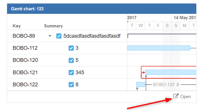 Open Gantt Chart from the gadget