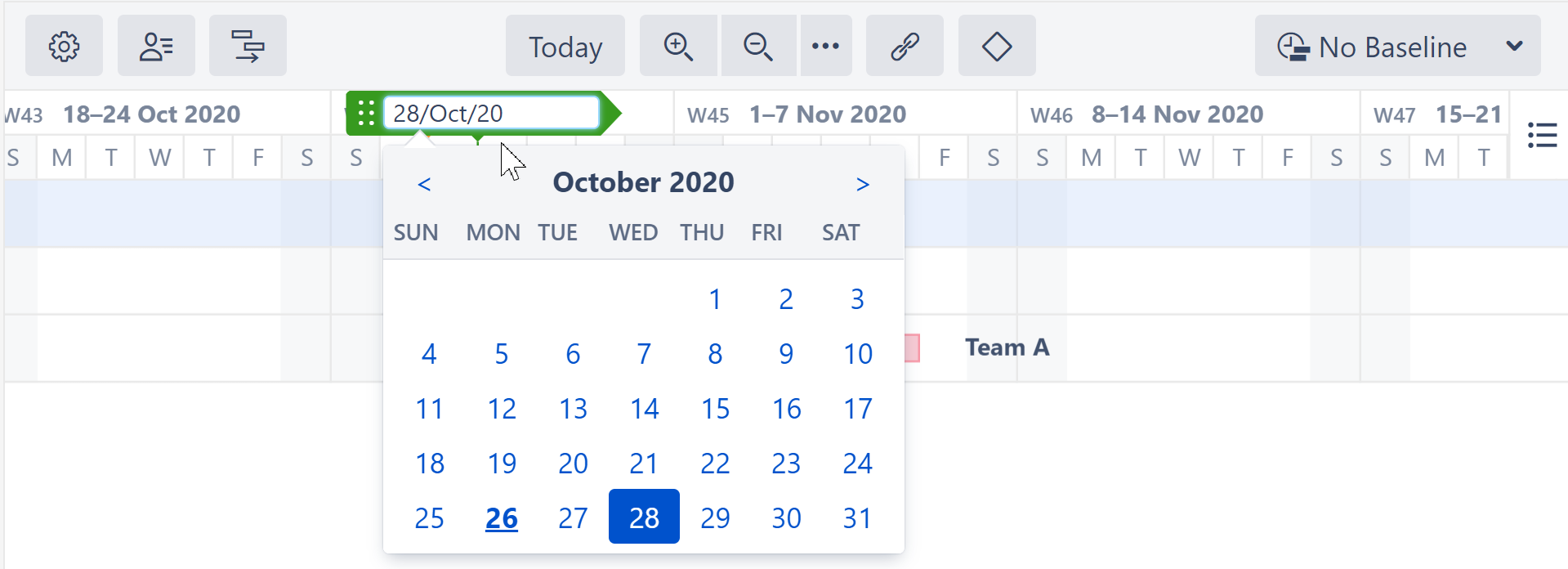 Edit Project Start Day within the Gantt Chart