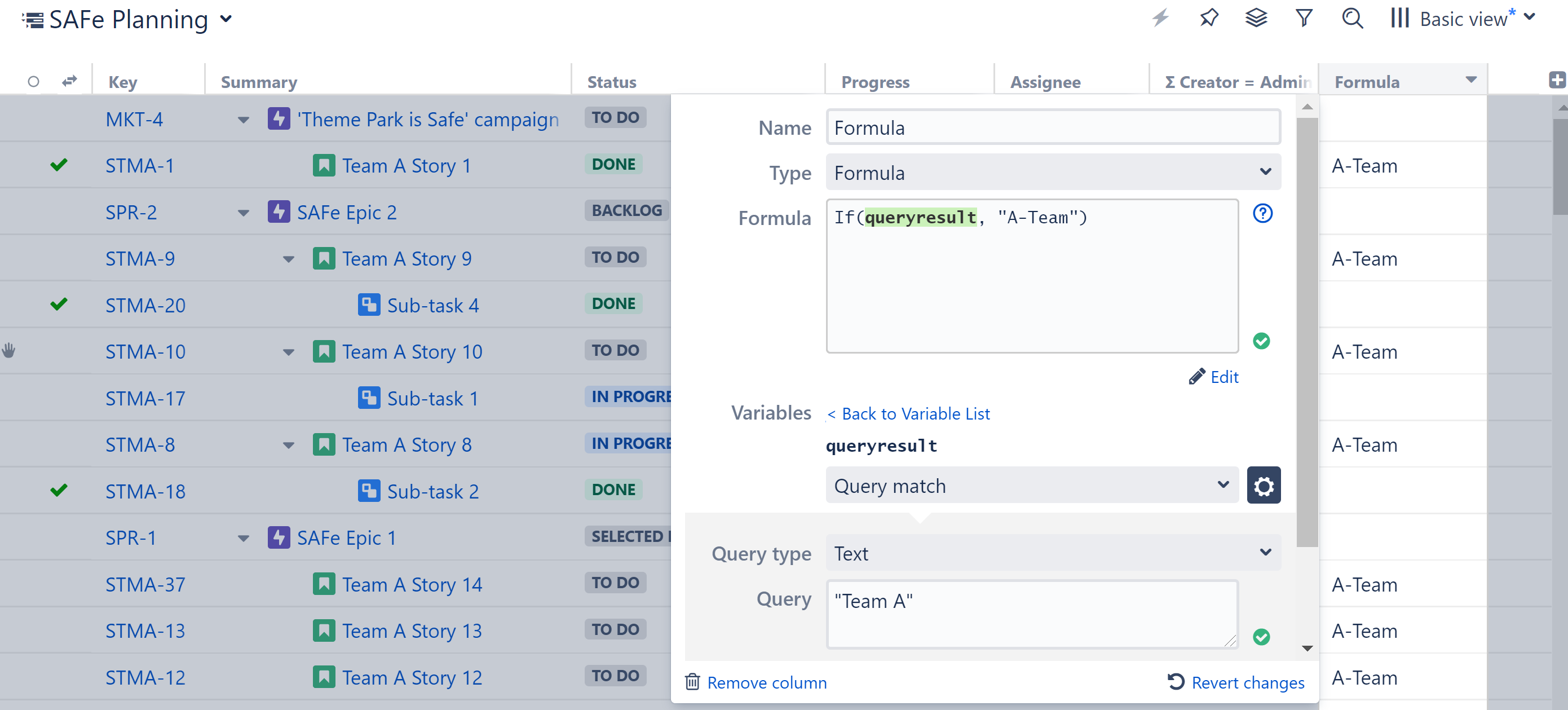 Query Match as a Variable