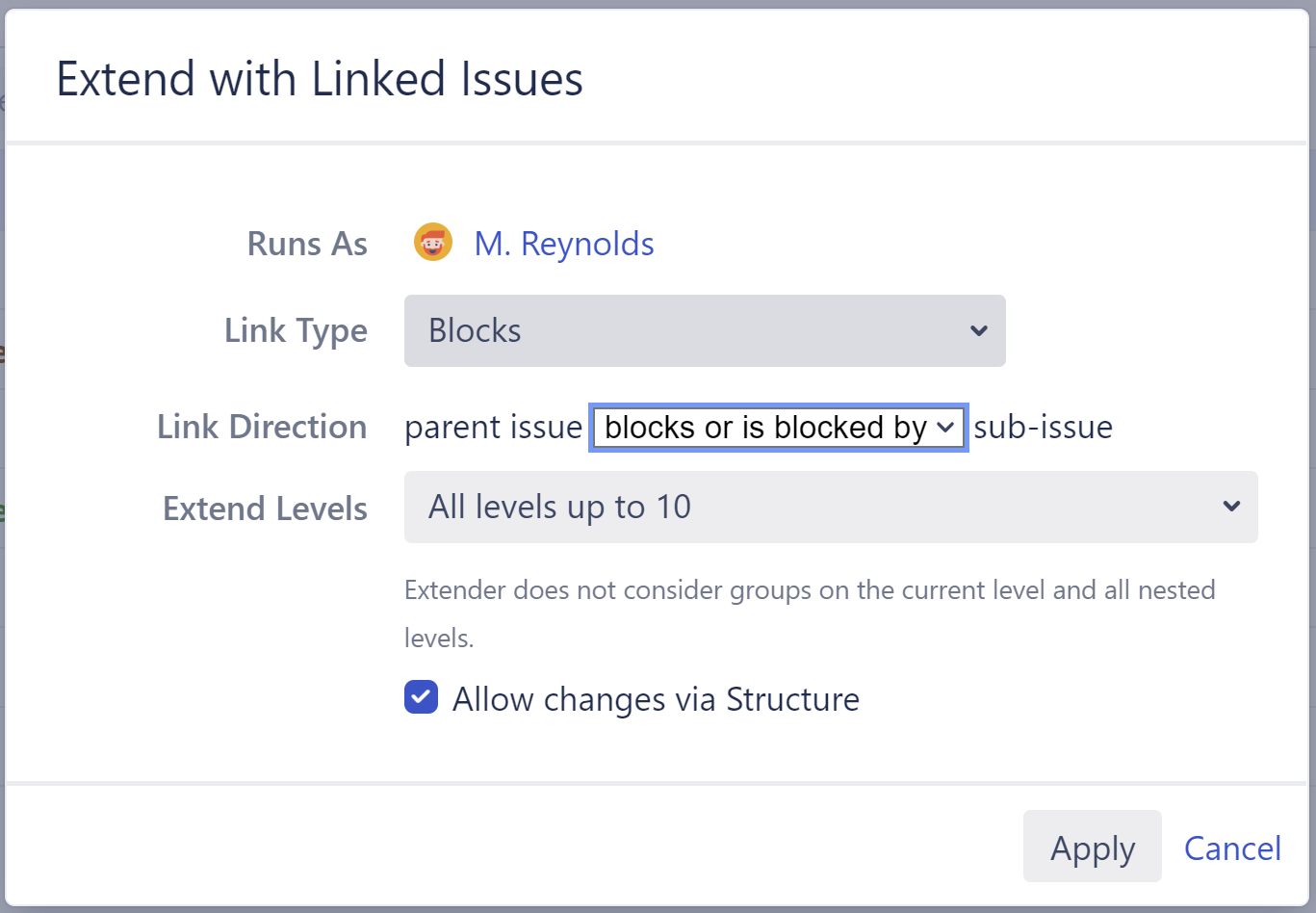 Extend links in both directions