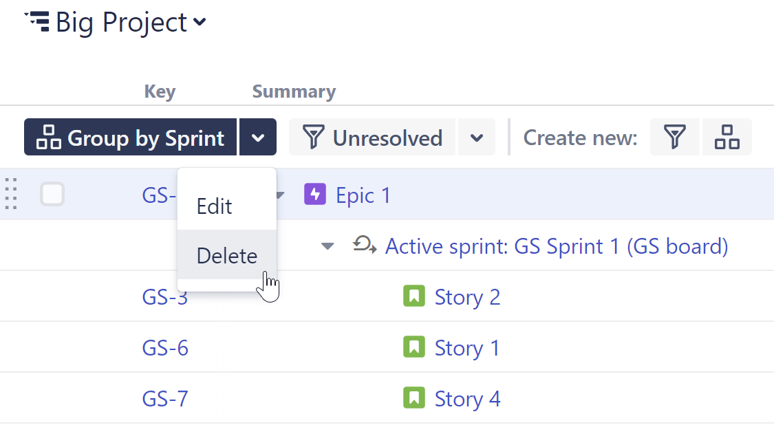 Quick Transformation dropdown menu with Delete selected