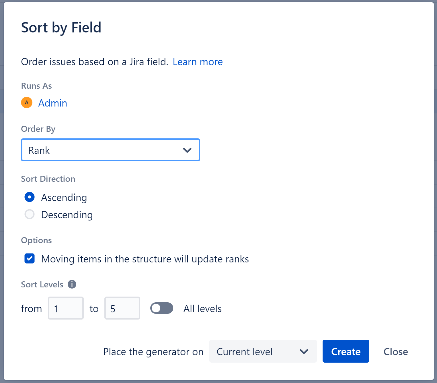 Field Sorter Settings