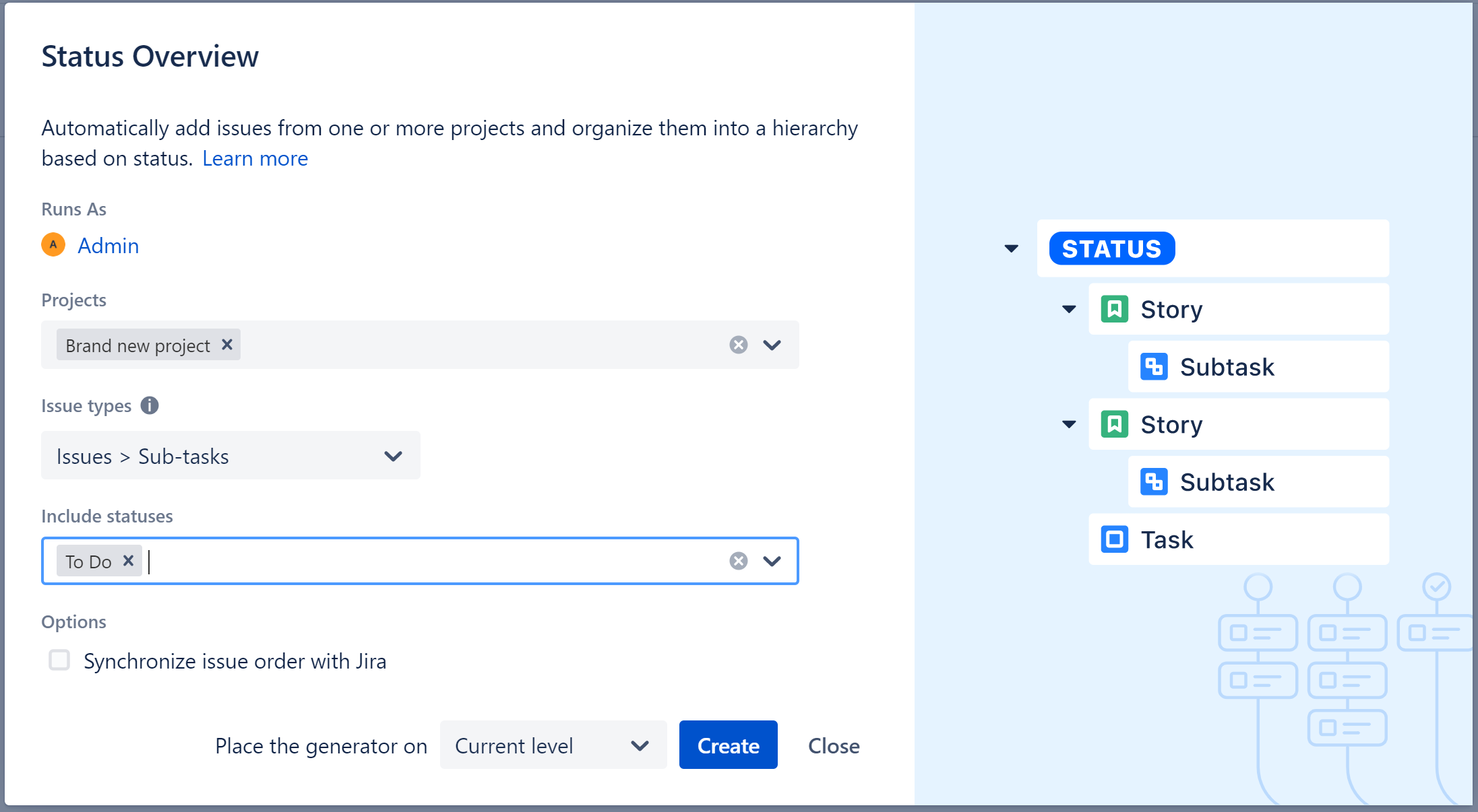 Configuring the Status Overview preset