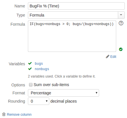 Sample Calculated Column configuration