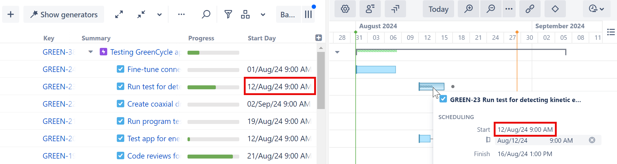 manually scheduled based on a Jira field