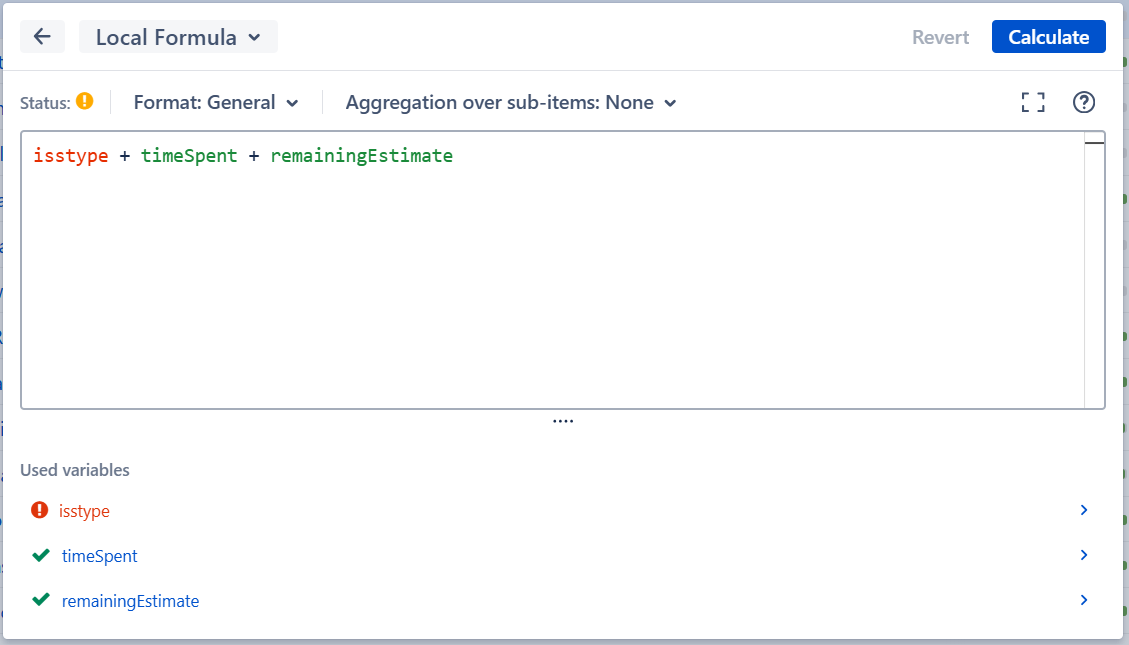 Formula with an unknown variable