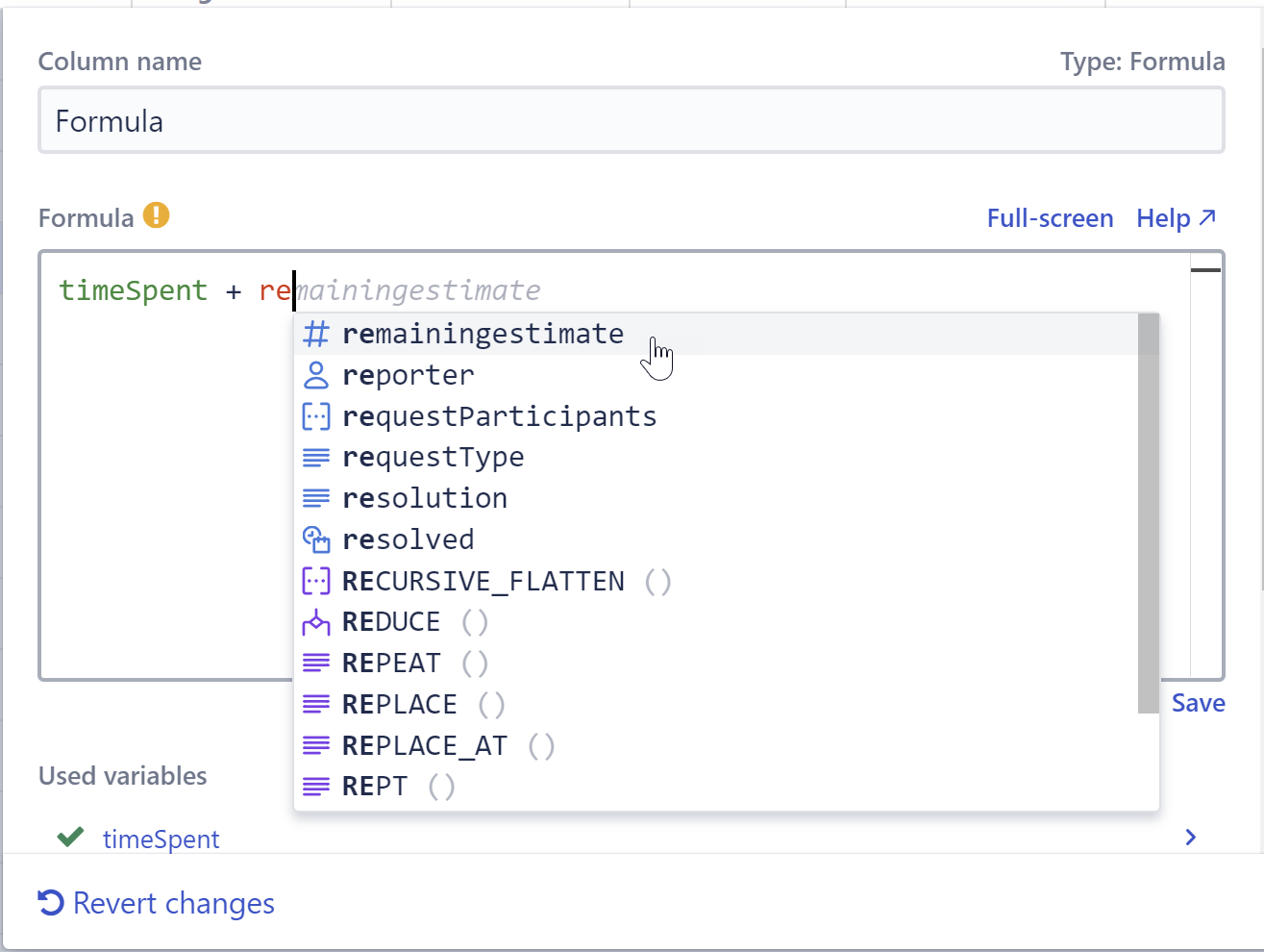 Selecting a suggested variable