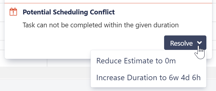 Duration based scheduling conflict