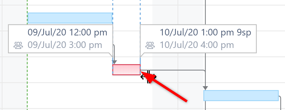Drag right side of task to change its duration
