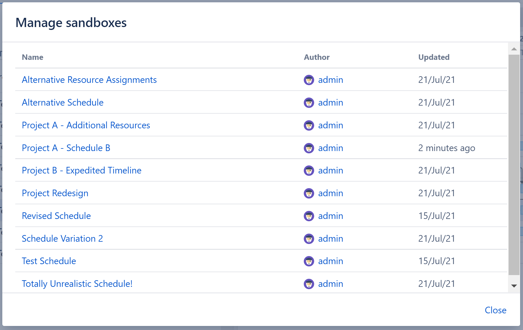 Sandbox list