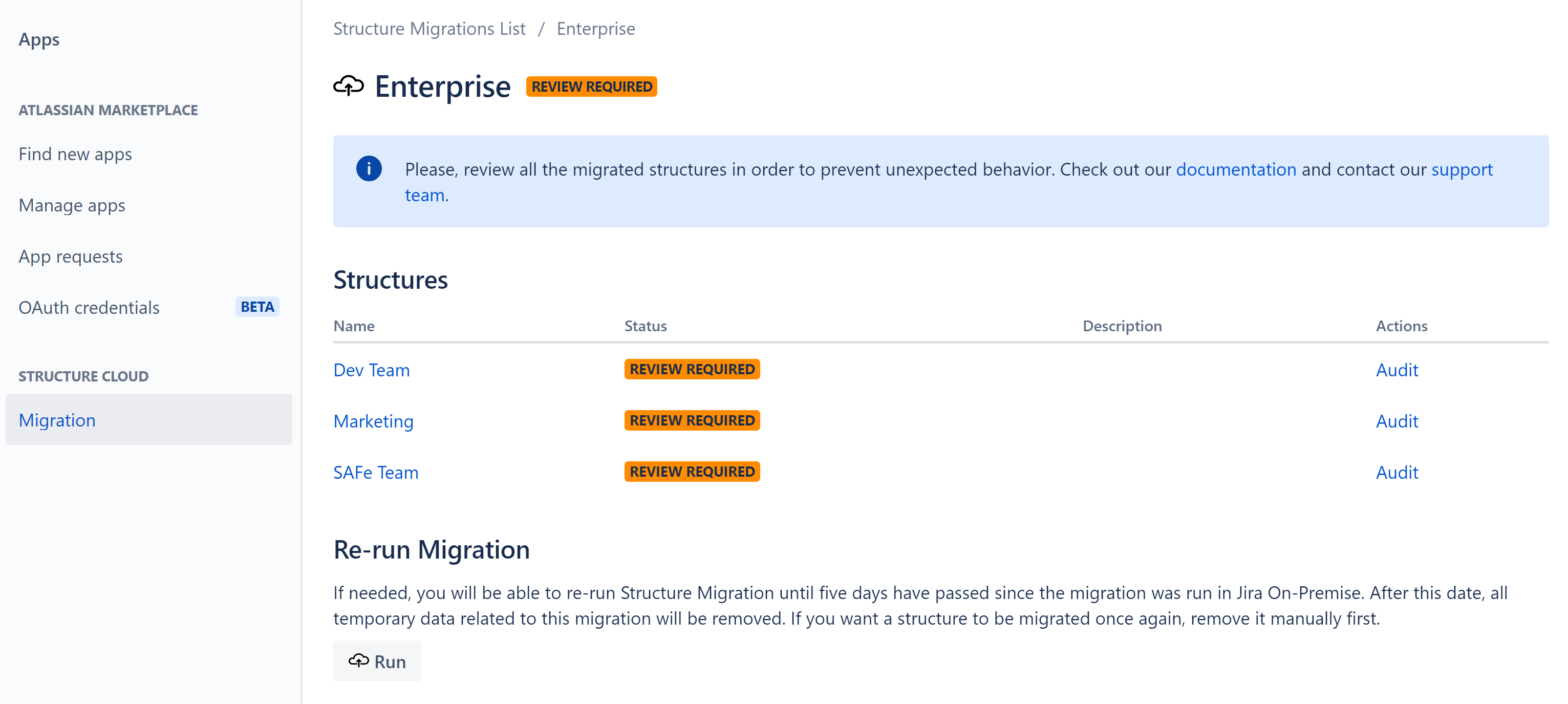 Cloud Migration - Structure List