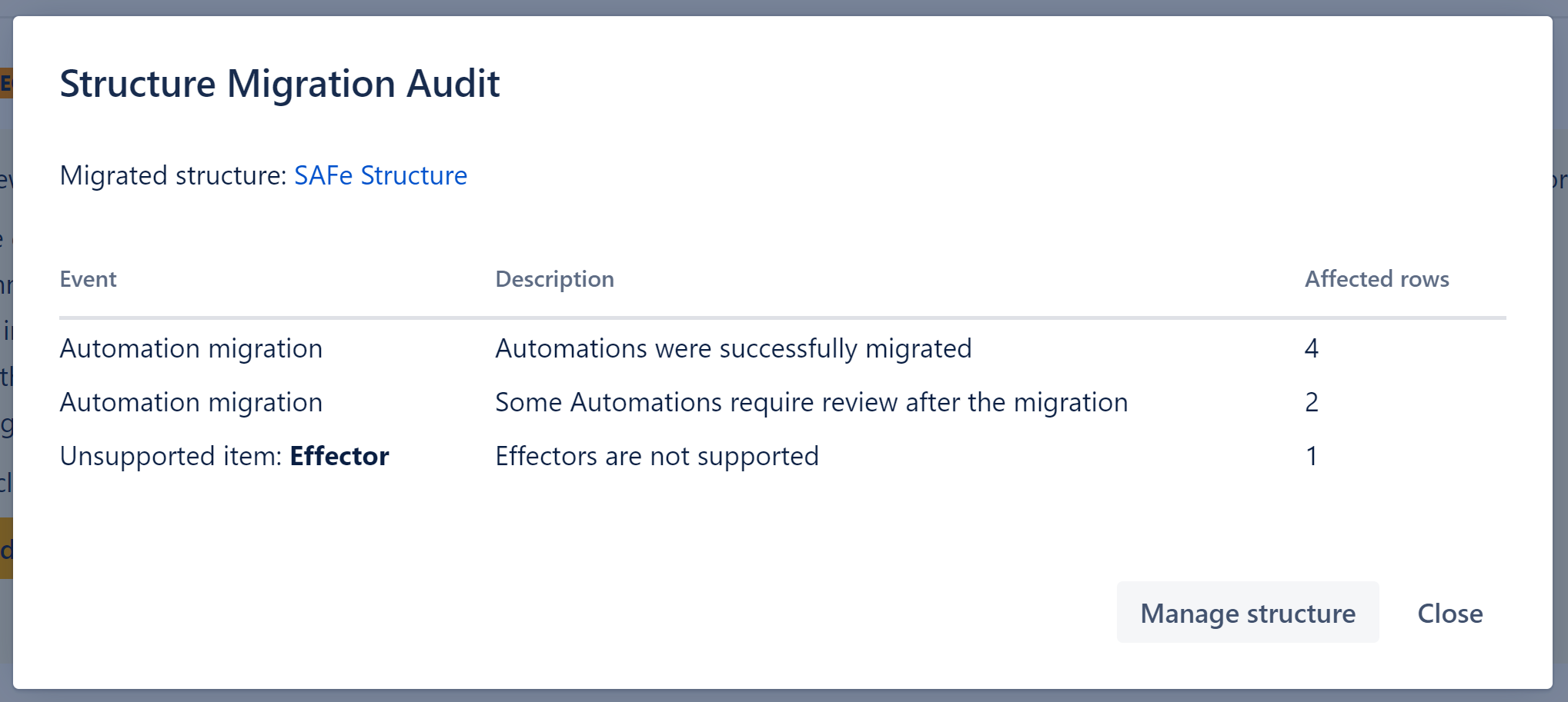 Structure Migration Audit