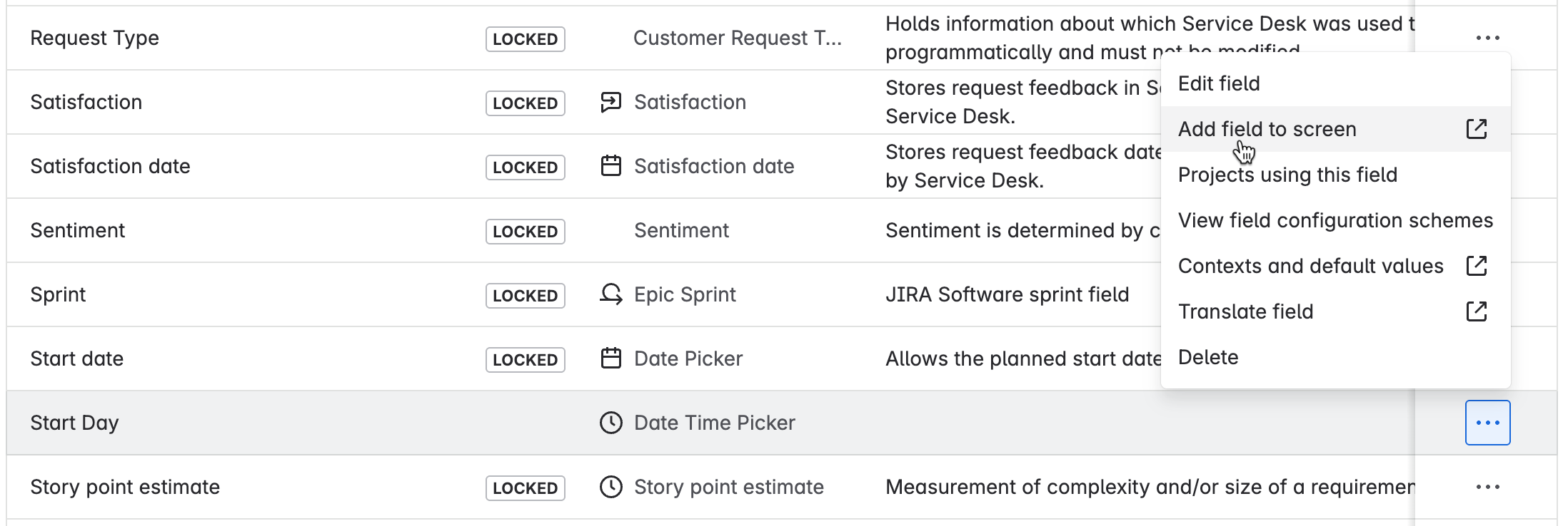 Add field to screen option