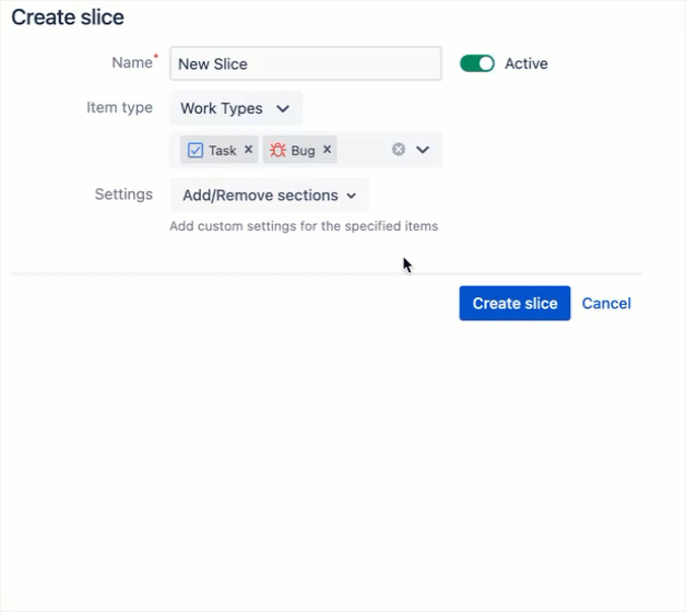 Adding sections to a slice