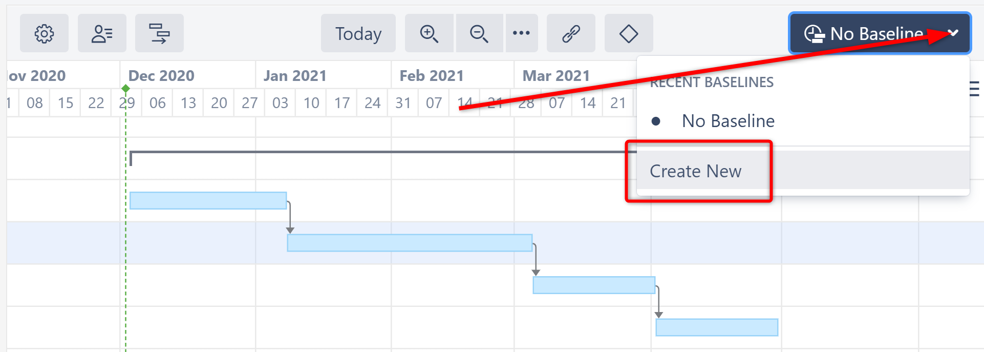 Add a baseline to the Gantt chart