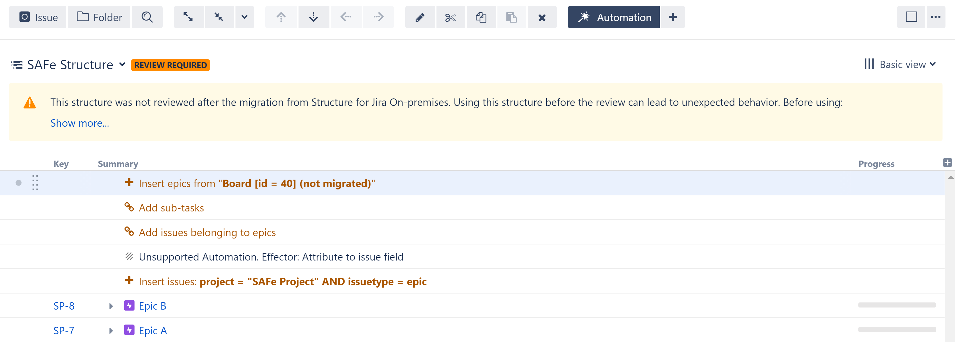 Review migrated structure