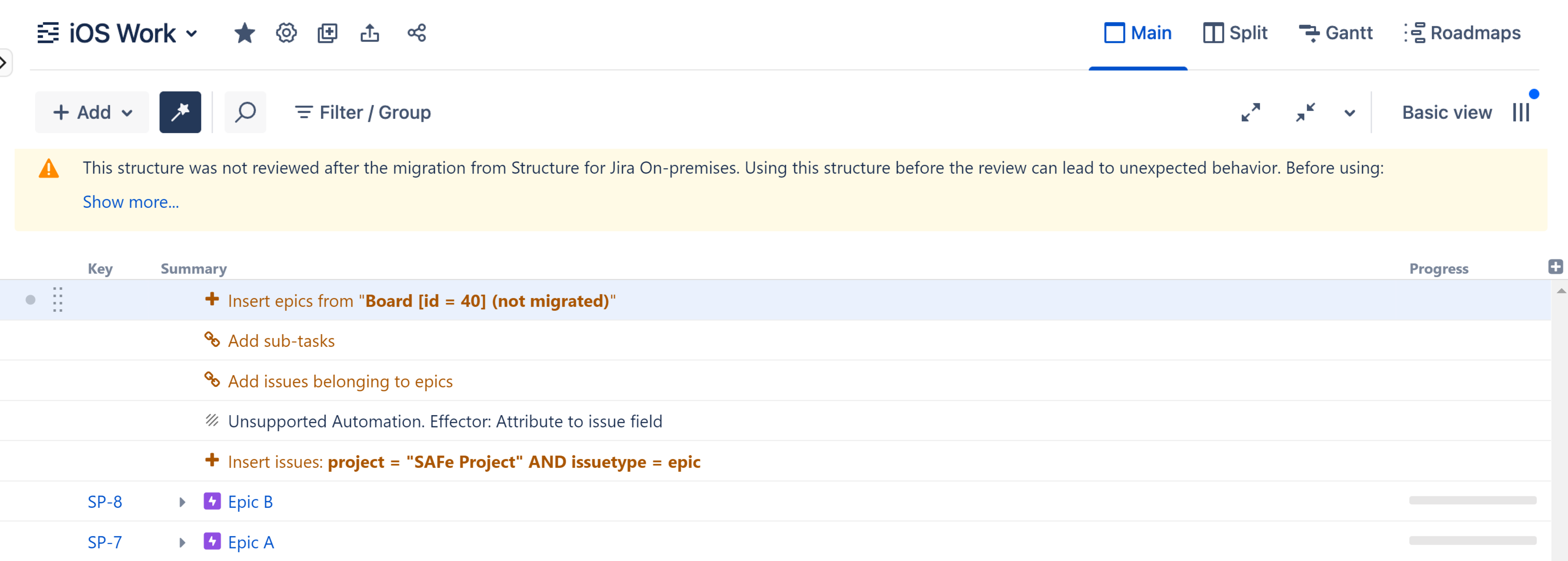 Structure was not reviewed warning