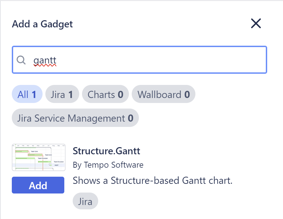Searching for the Gantt gadget