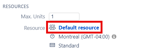 Default resource in the task details panel