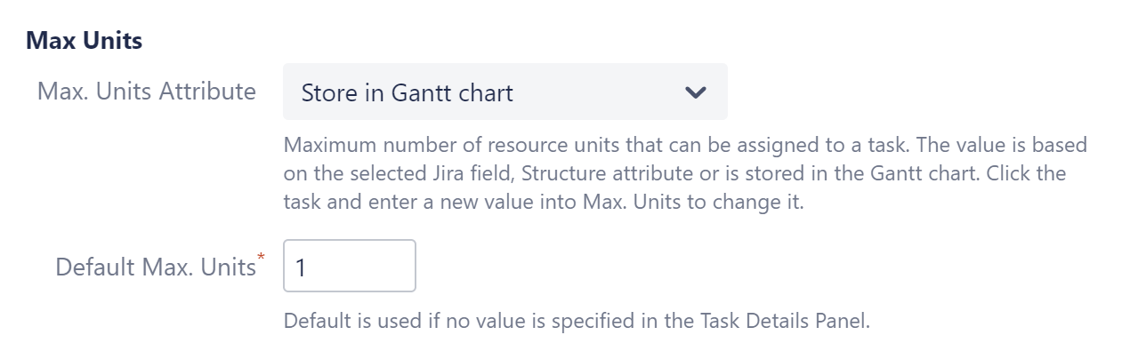 Max units in Resource settings