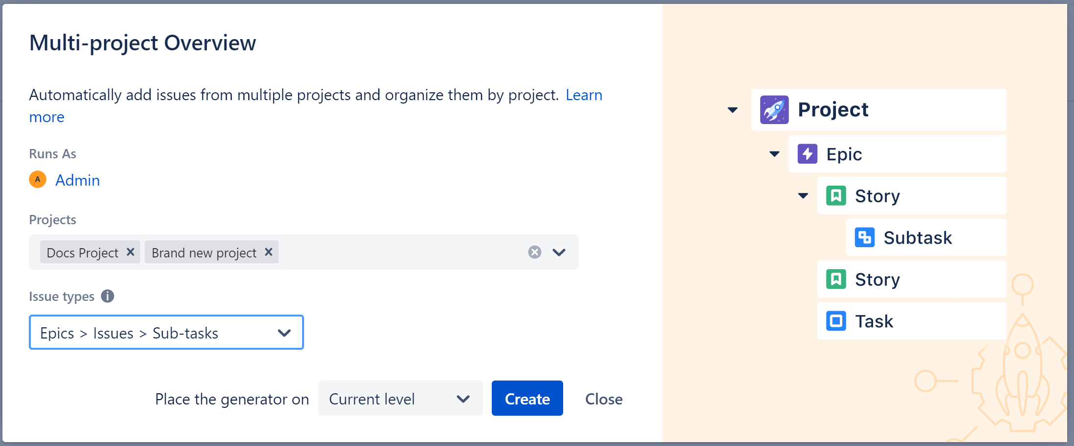 Configuring the multi-project overview preset