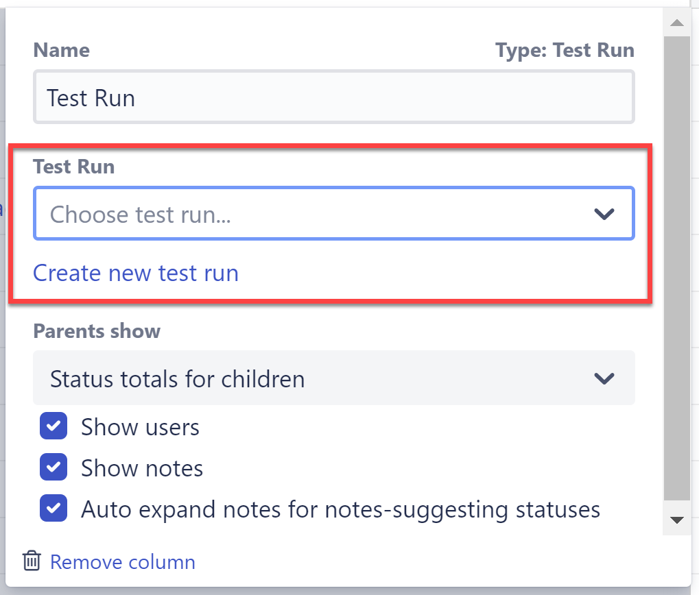 Choose the test run