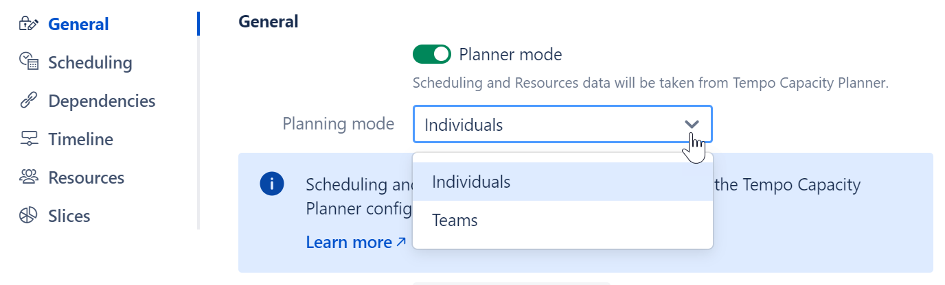 Enabling Planner mode in settings