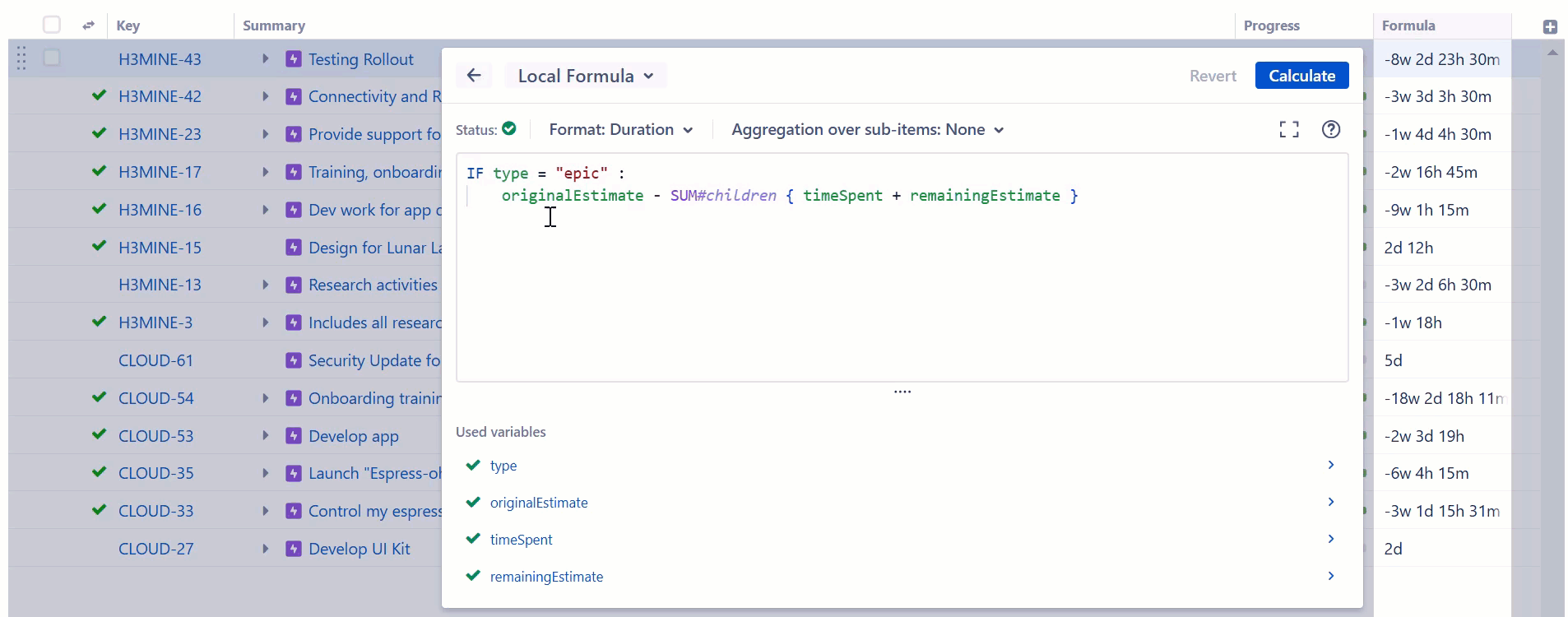 Naming a formula