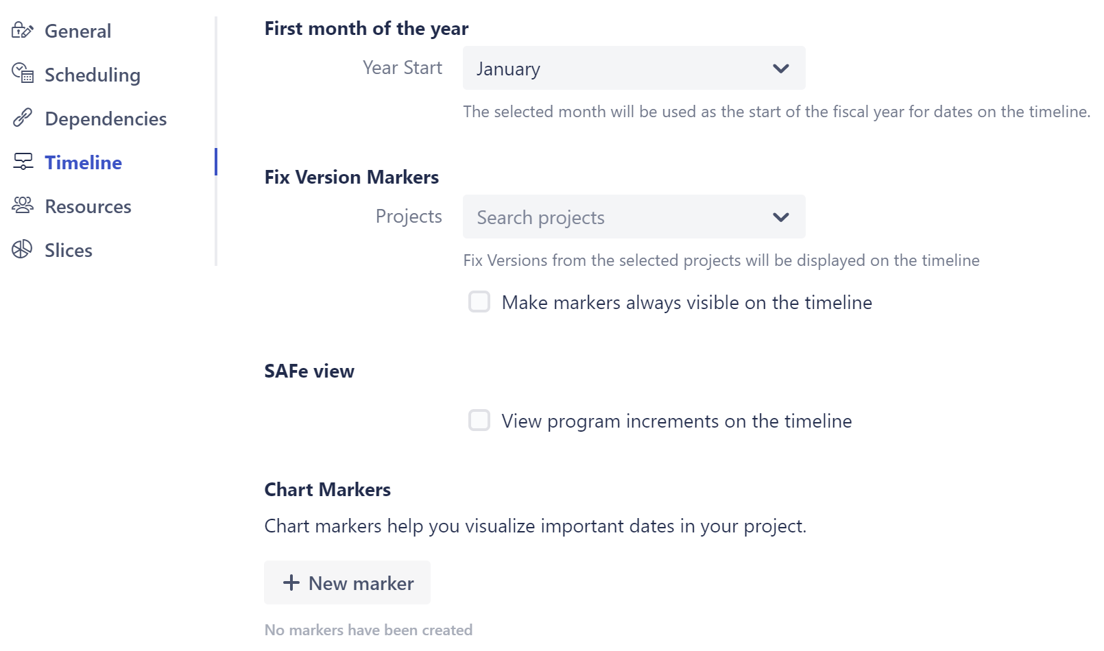 Timeline settings